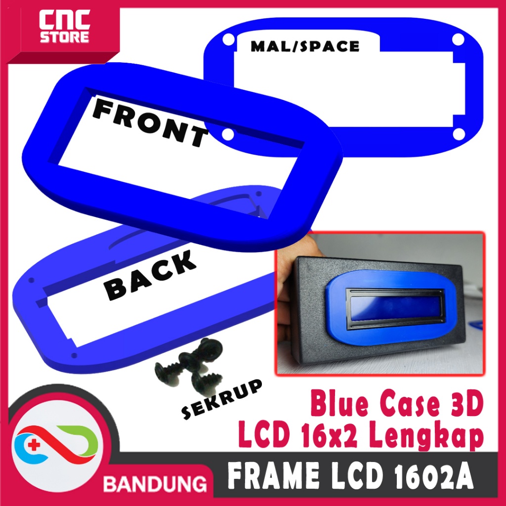16X2 LCD CASE 16X2 3D LCD FRAME 16O2 1602A PLA+ SOLID COMPLETE พร้อม MAL และ BLUE SCREWS