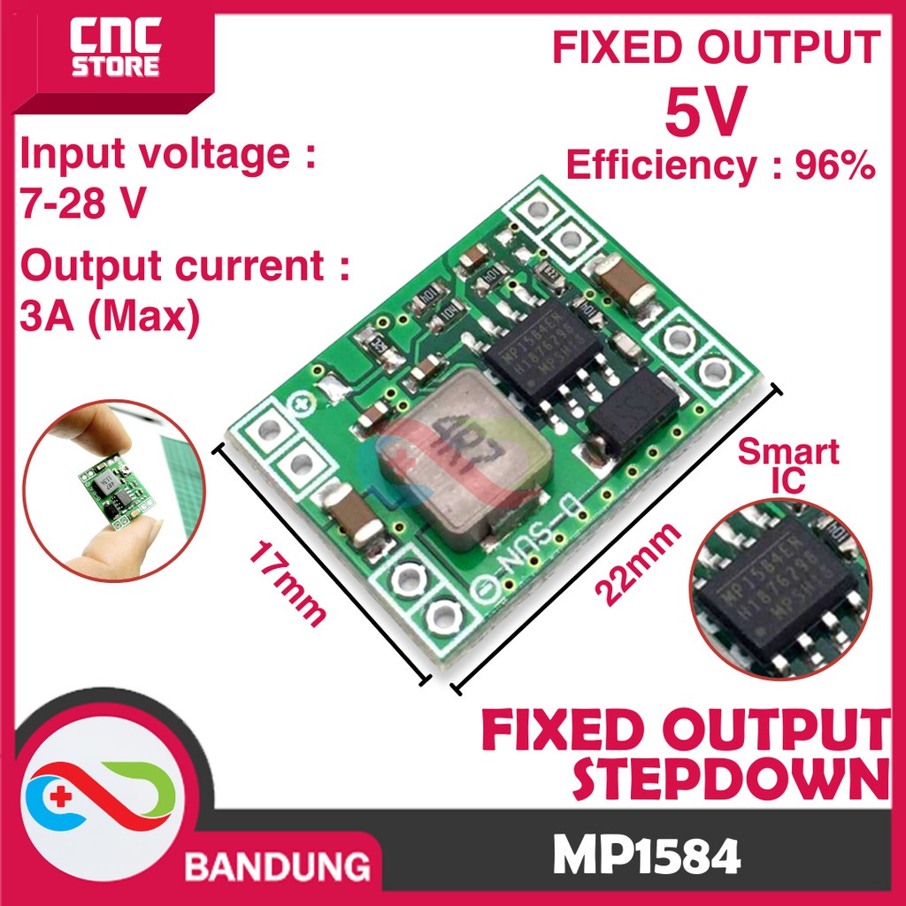 MP1584 โมดูลภายนอกส่วนเล็ก DC 3A 7V-28V เป็น 5V