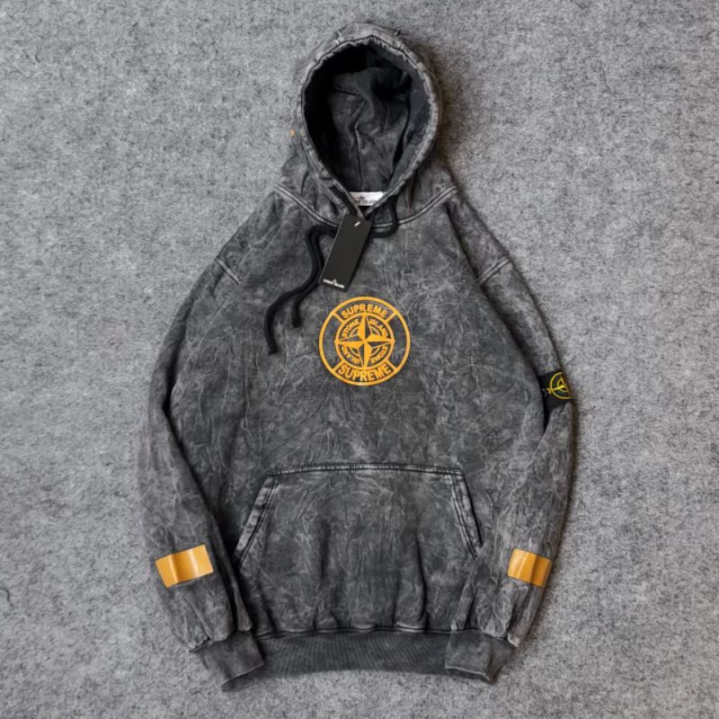 Stone Island x Supreme Sandwash Hoodie ป้ายป้ายเต็ม