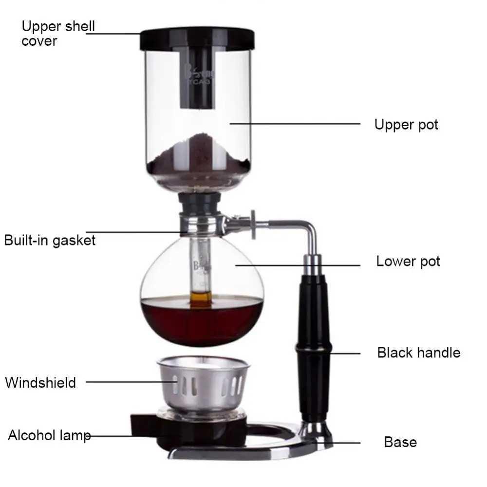 Eworld Syphon เครื่องชงกาแฟ Manual Brew หม้อสูญญากาศ 5 ถ้วย 500ml - JF99
