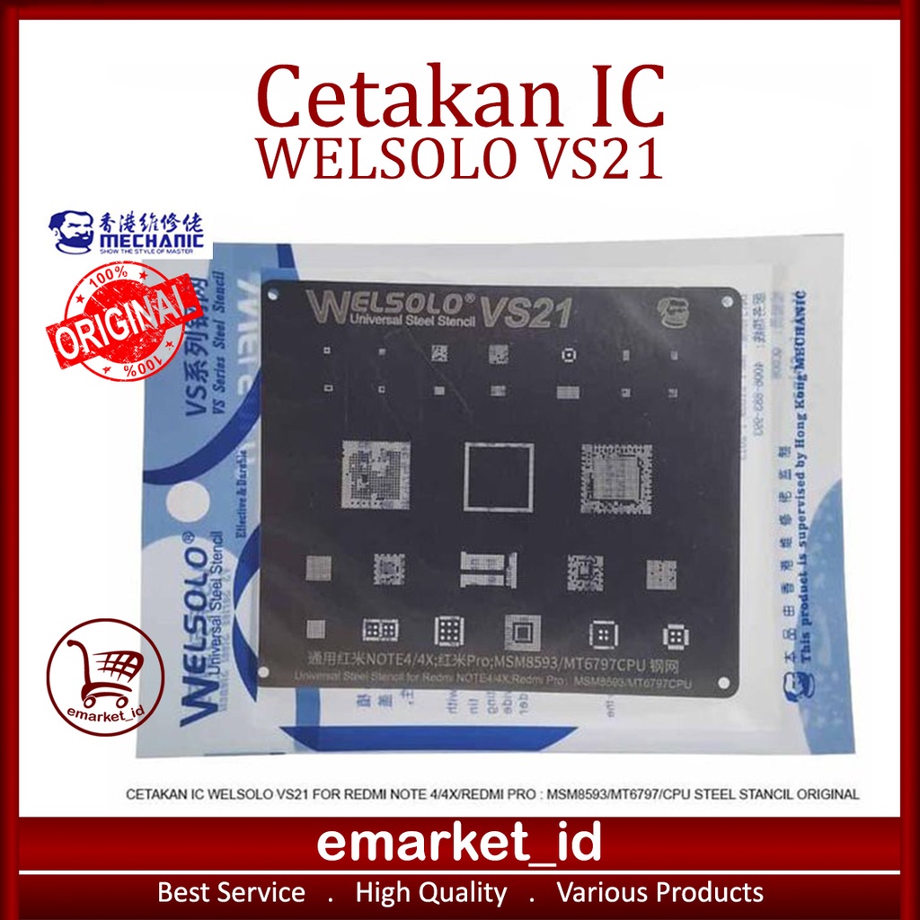 WELSOLO VS21 แม่พิมพ์ IC ดั้งเดิม / สําหรับ REDMI NOTE 4 / 4X / REDMI PRO / MSM8593 MT6797 CPU เหล็ก