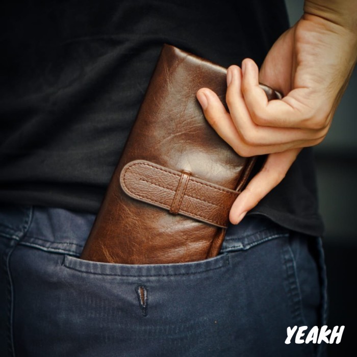 กระเป๋าสตางค์หนังแท้วินเทจผู้ชาย.-ISHIYA PORTE รุ่นยาว-