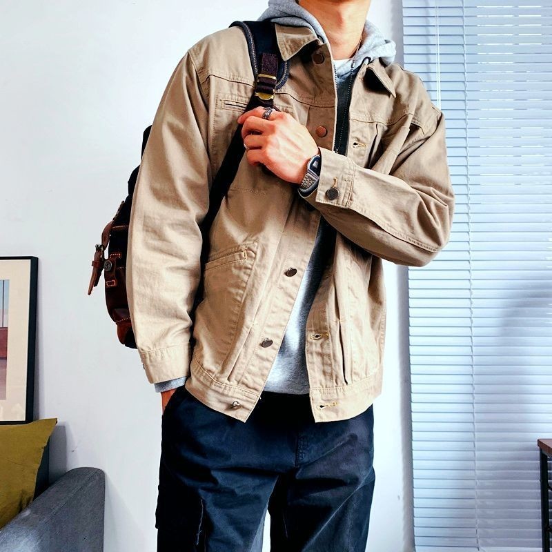 American Denim Jacket ผู้ชายแฟชั่นใหม่ All-Matching/Loose หล่อ Retro Casual Workwear Jacket