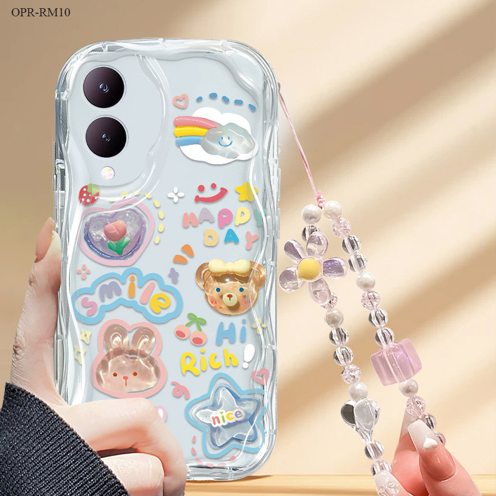 Realme 14 14T 12 10 8 7 7i 6 6i 5 5i 5S 2 C17 Pro Plus 5Gสําหรับแฟชั่นครีมเคสโทรศัพท์ปลอกHpสร้อยข้อม