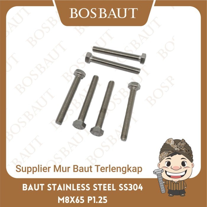 Bolt M8x65 Stainless Steel SS304 (Key 13) - B/O SS304 M8X65 P1.25