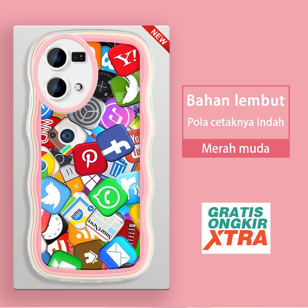 OPPO Reno 7 7Z 6 5 4 4F 3 2Z 2F 5G 4G INS แฟชั่น Apple Icon Kesing hp Casing jelly อุปกรณ์เสริมนุ่มใ