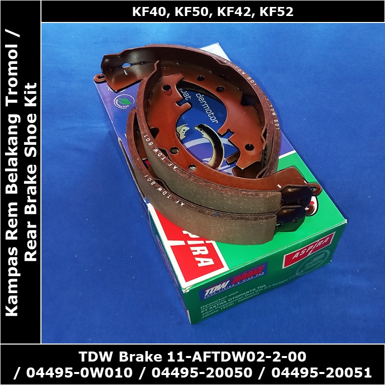 ผ้าเบรคหลัง Toyota Kijang Super / Toyota Kijang Grand Extra 5K 7K 1500 cc 1800 cc KF40 KF50 KF42 KF5