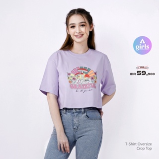  เสื้อยืดครอปท็อป Yeira Lilac Kaos 1C000 ขนาดใหญ่