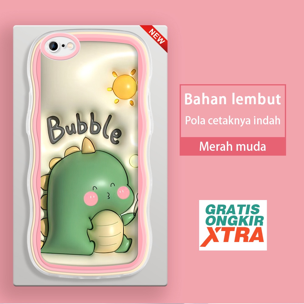 HIJAU Apple iPhone 6 6S 7 8 11 PRO PLUS SE X XR XS MAX เคสโทรศัพท์ไดโนเสาร์สีเขียวขนาดเล็ก 3D สีสันข