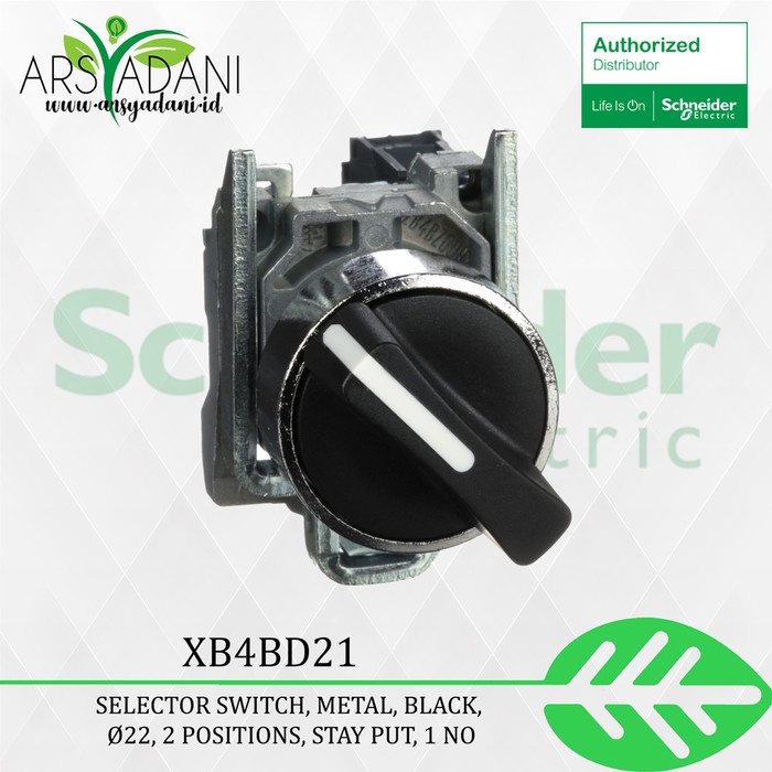 ใหม่ Xb4Bd21 - สวิตช์เลือก Schneider Metal, สีดํา 22 2 ตําแหน่ง 1No