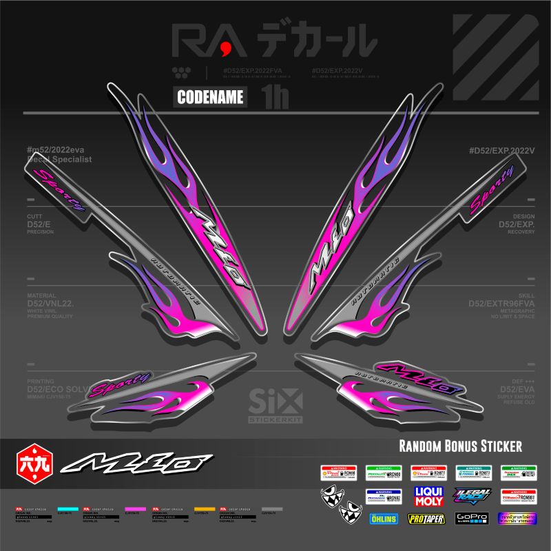 MIO SPORTY TRANSPARKENT FIRE STRIPING/CUSTOM TRANSPARENT MIO สติ๊กเกอร์