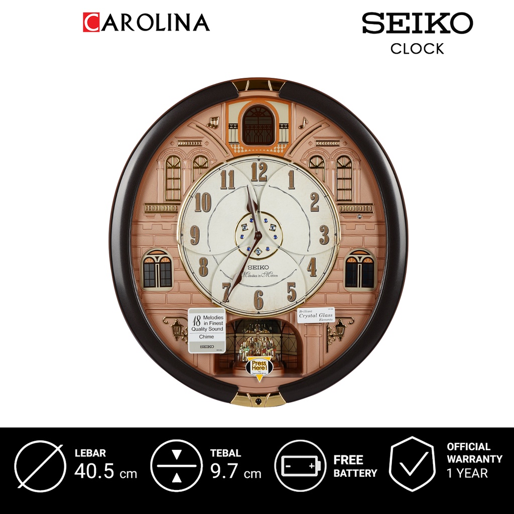 นาฬิกาแขวนผนัง QXM601B SEIKO QXM601B หน้าปัดสีน้ําตาล สีขาว Melodies in Motion Wall Clock