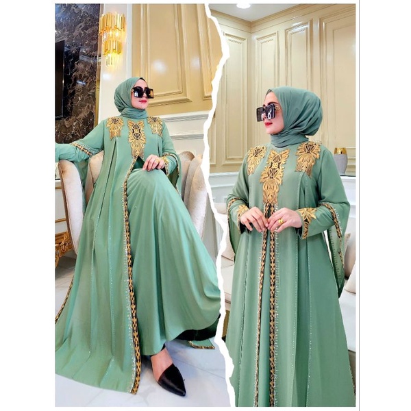 HITAM TURKEY ABAYA GAMIS EMBROIDERED RAFFLESIA สีดําและสี