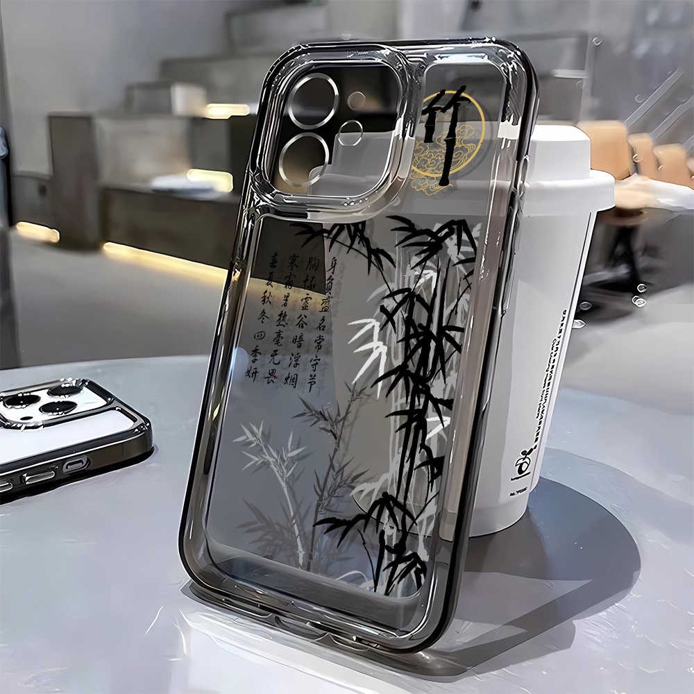 Iphone 16 15 pro 14 promax 14 pro 12 12 pro MAX 13 13pro 13 pro MAX XS ไม้ไผ่โบราณ Poetryเคสโทรศัพท์โปร่งใส anti drop 7 8 PLUS soft shell XS MAX