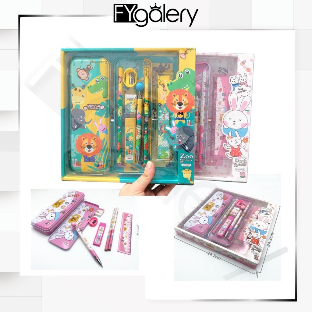 FYGLERY 2010 STATIONARY ชุดกล่องดินสอเด็กชุด 7In1 เครื่องเขียนตัวอักษรกล่องดินสอ Y1619