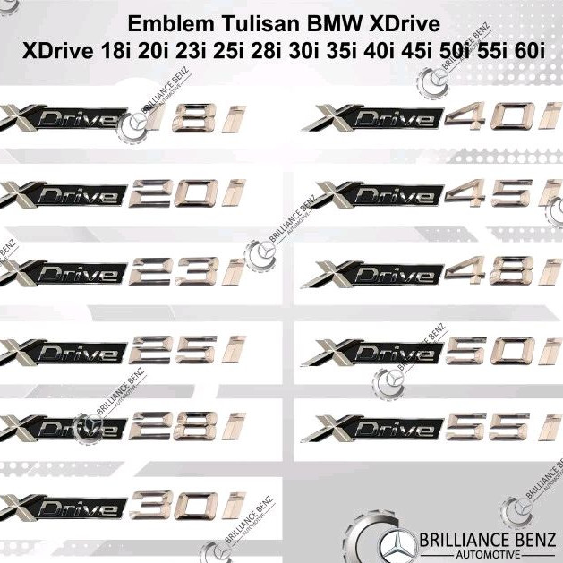 BMW XDRIVE EMBLEM 18i 20i 23i 25i 28i 30i 35i 40i 45i 48i 50 55 CHROME - XDRIVE 18i