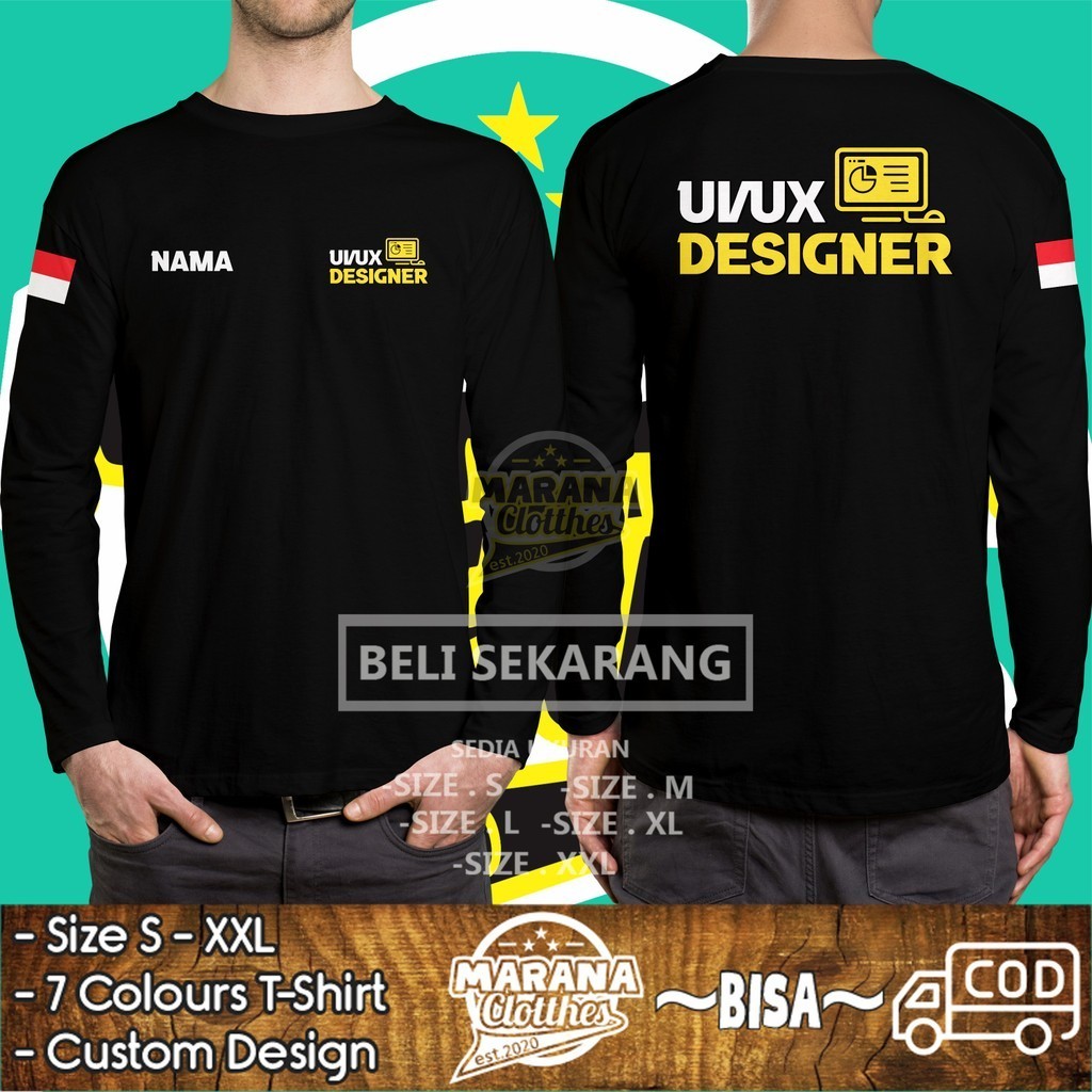 UI UX Designer เสื้อยืดฟรีชื่อของคุณ DB แขนยาว Distro เสื้อยืด