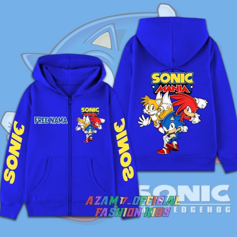 Sonic THE HEDGEHOG CHILDRENS HOODIE JACKET ฟรีชื่อ / ทีม SONIC CHILDRENS ZIPPER JACKET