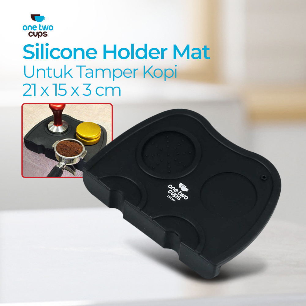 One Two Cups Silicone Holder Mat Tamper Espresso Coffee Barista - LB4148