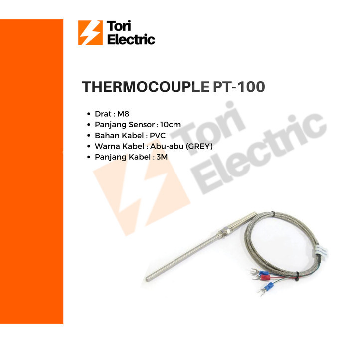 Thermocouple Thermocouple Pt-100 Pt100 Thread M8 สาย Pvc สีเทา