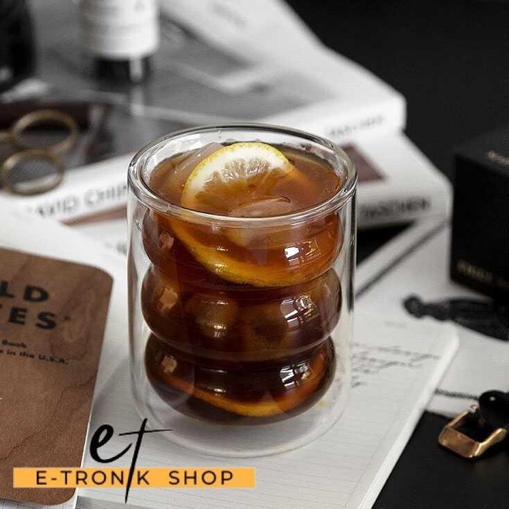 ETRONIK YUCHI Double Wall Glass แก้วน้ําดื่ม Borosilicate 225ml - JJ915