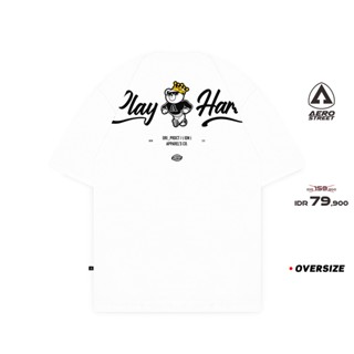 ใหม่!!! เสื้อยืด โอเวอร์ไซซ์ ลาย Play Hard White Kaos FBDAA