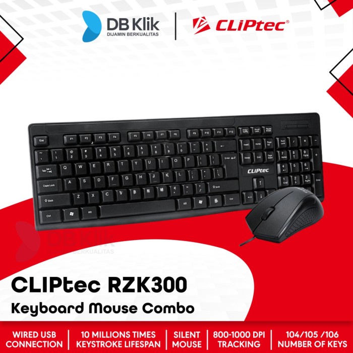 Cliptec MOUSE KEYBOARD RZK300 COMBO USB 1000DPI - CLIPTEC RZK 300 ต้นฉบับ