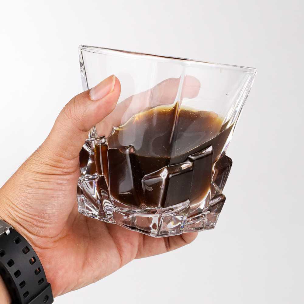 Shahameh Whisky Crystal Cube Cut Rock Glass 285 ml - YJ101