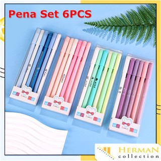 HC 1 Set 6Pcs Pena Gel 0.5mm Warna Pastel Pen Gel Aesthetic Pulpen Gel 6 IN 1 Warna Gradasi Pena Gel Set Morandi Color Bolpoint Tinta Gel Cair 6 Pcs Journaling Pen Alat Tulis Kantor Sekolah Lucu