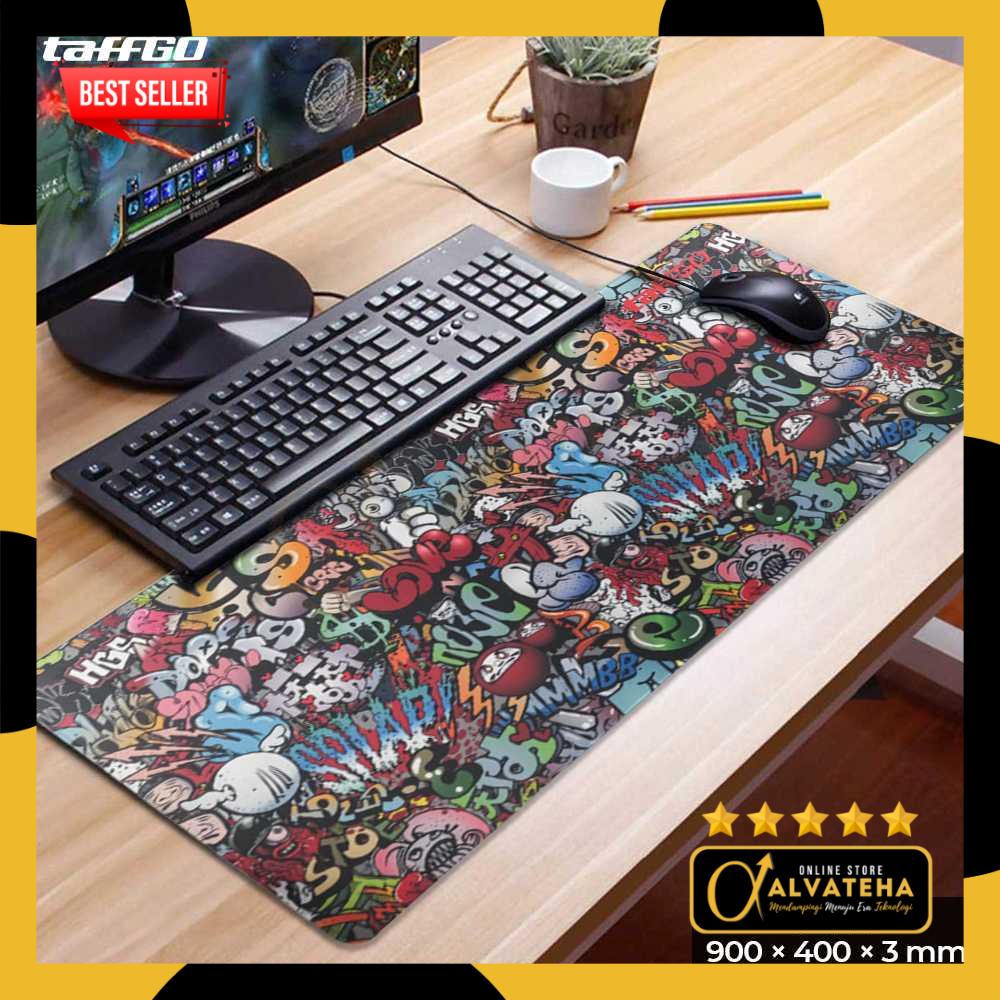 แผ่นรองเมาส์ เกม แผ่นรองเมาส์สําหรับเล่นเกม Street Grafitti 900 x 400 x 3 mm