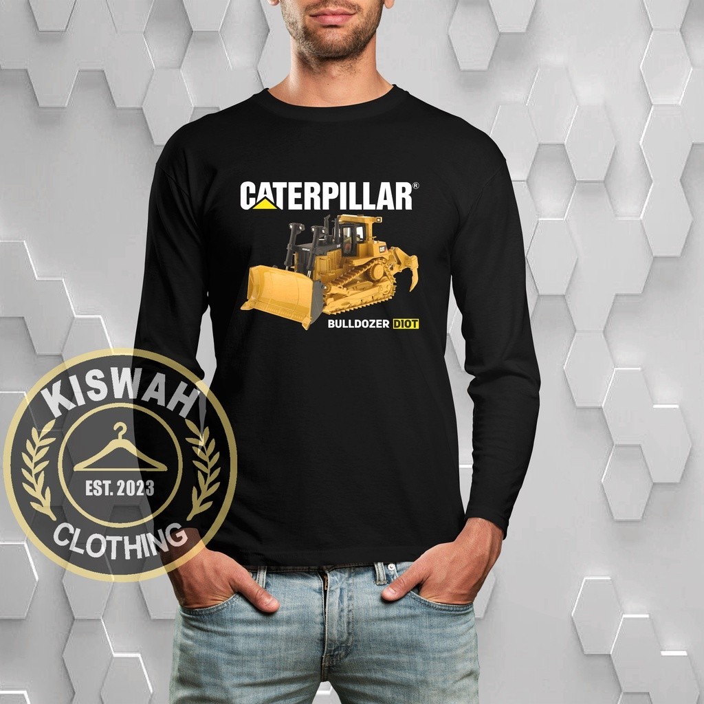เสื้อยืดแขนยาว พิมพ์ลาย Caterpillar Bulldozer D10T สําหรับผู้ชาย