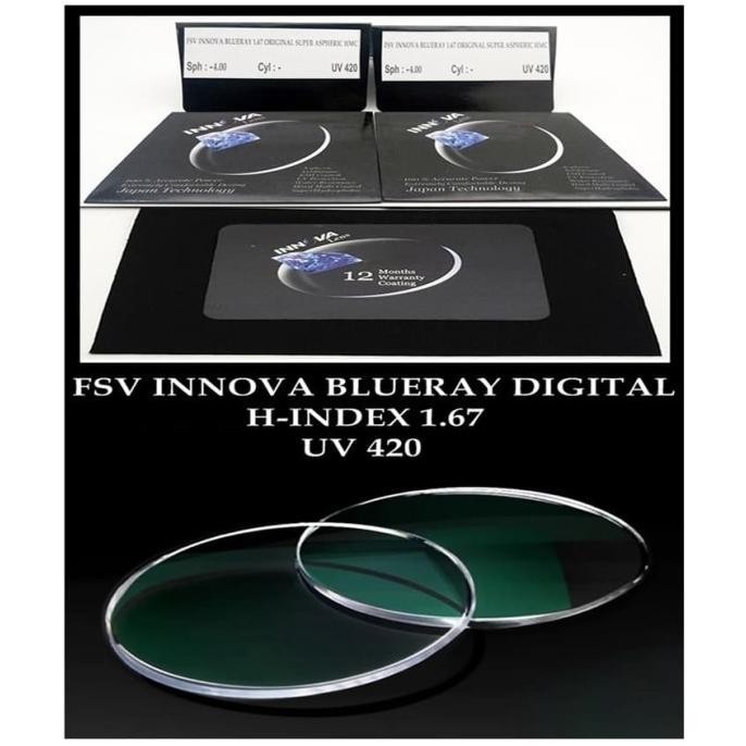 เลนส์ Fsv Innova Blueray Digital H-Index 1.67 Uv 420 Minus ของแท้