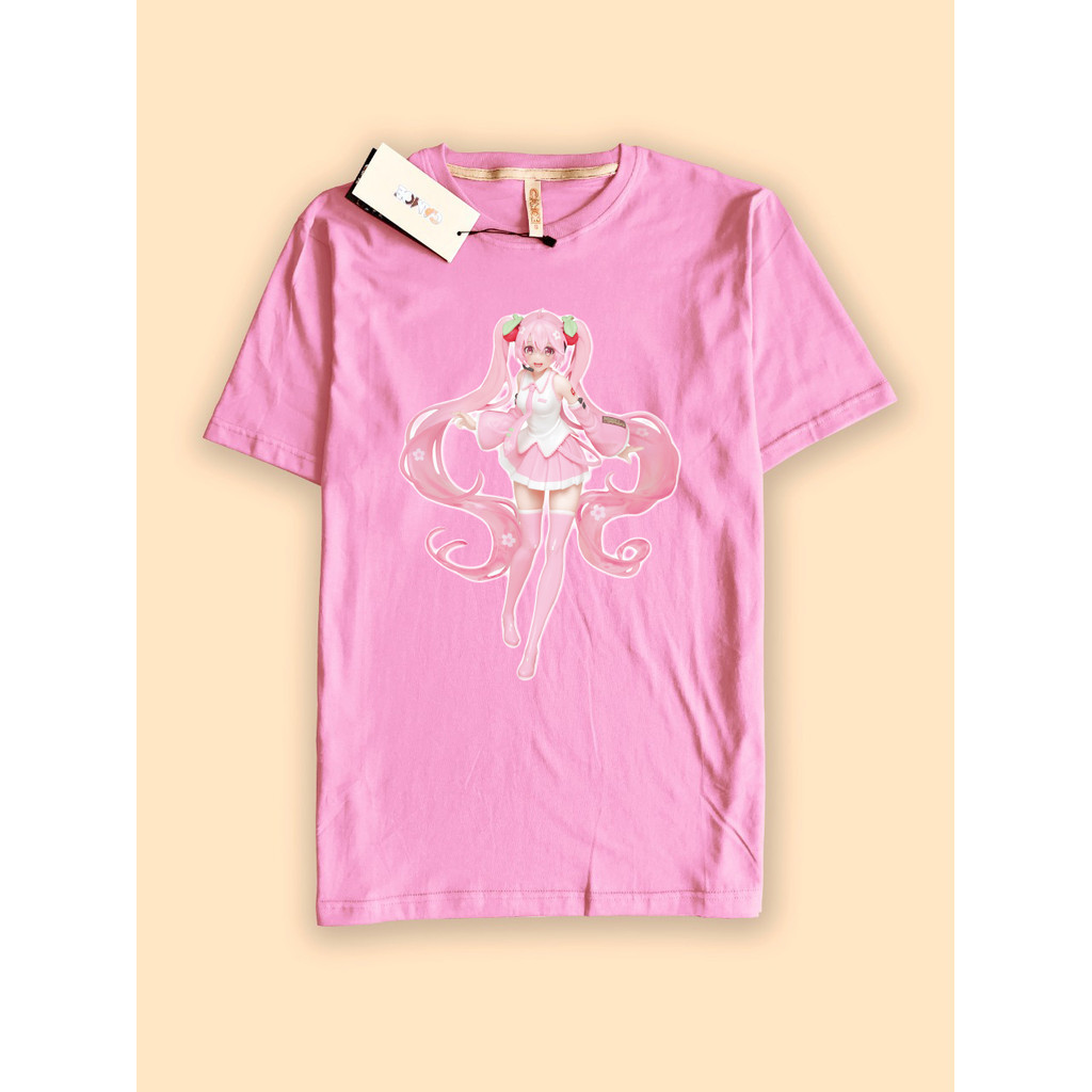 เสื้อยืด Hatsune Miku สีชมพู Sakura Miku