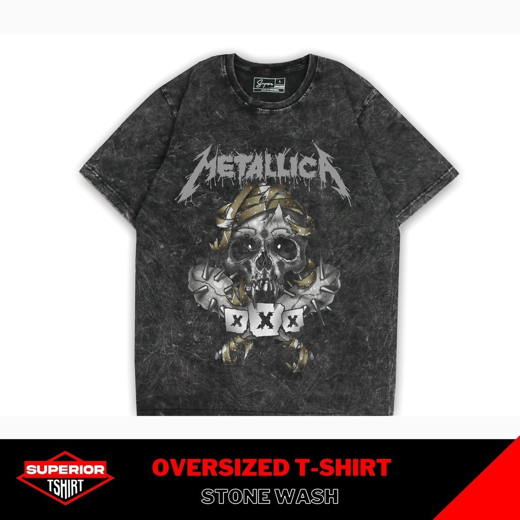 Metallica OVERSIZE STONEWASH KAOS / WASHED TEES / SANDWASH / ACID WASH / BAND KAOS / METALLICA BAND 