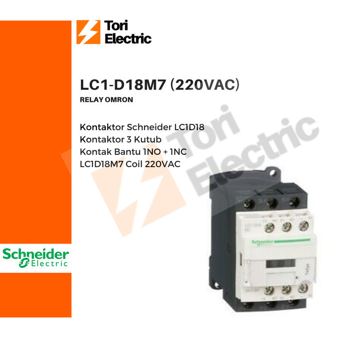 Schneider Contactor Contactor 3 Pole Lc1-D18M7 Lc1 D18M7 Lc1D18 220Vac