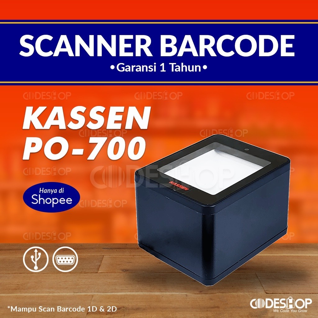 Kassen PO-700 เครื่องสแกนบาร์โค้ด OmniDirectional 2D QR Code USB Scanner