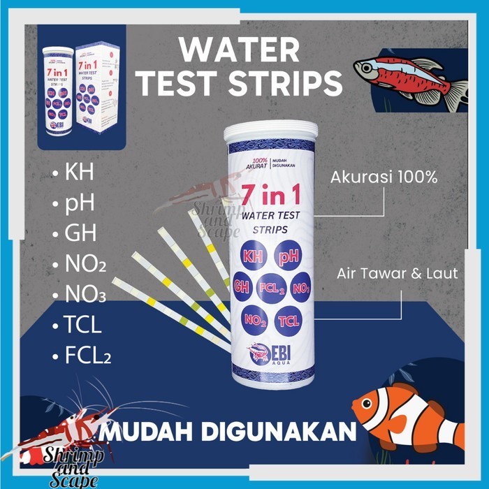 Ebi 7 in 1 Water Test KH GH Nitrite Nitrate คลอรีน Aquarium Water Test อุปกรณ์
