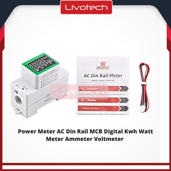 Pzem-008 Power Meter Ac Din Rail Mcb Digital Kwh Watt Energy Meter 0-1