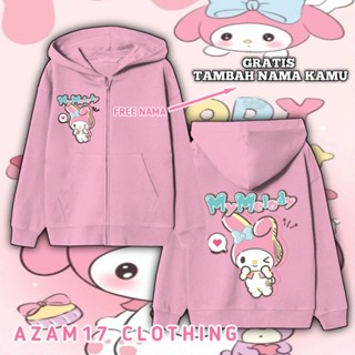 เสื้อแจ็กเก็ต มีฮู้ด แต่งซิป พิมพ์ลาย My Melody Free Your Name Sanrio สําหรับเด็กผู้ชาย และเด็กผู้หญิง