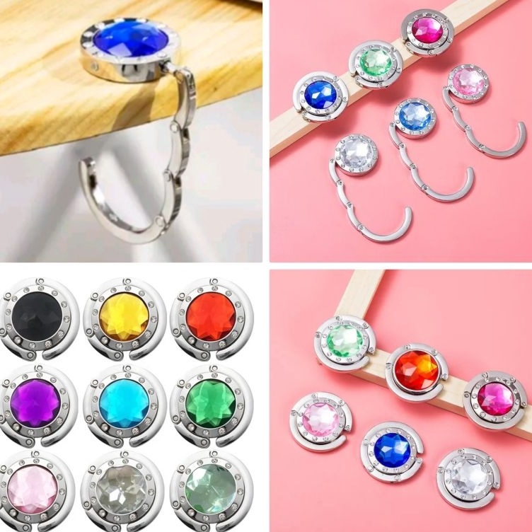 GANTUNGAN Code9q4Pe คลิปหนีบกระเป๋าแบบตั้งโต๊ะแบบพับได้แบบพกพา