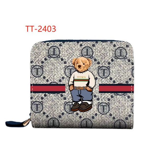 Ttwn Bear Original TT2403 กระเป๋าสตางค์ สีเงิน สําหรับผู้หญิง TTWNBEAR