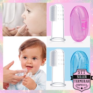 STT Sikat gigi Bayi Finger Tooth Brush Pembersih mulut Silikon Jari Baby Newborn Lidah Gusi Silicone Food Grade Lembut