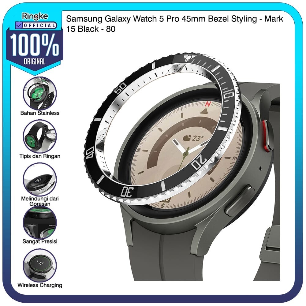 Ringke Galaxy Watch 5 Pro 45 มม. Bezel Styling Mark 15 สีดํา No 80