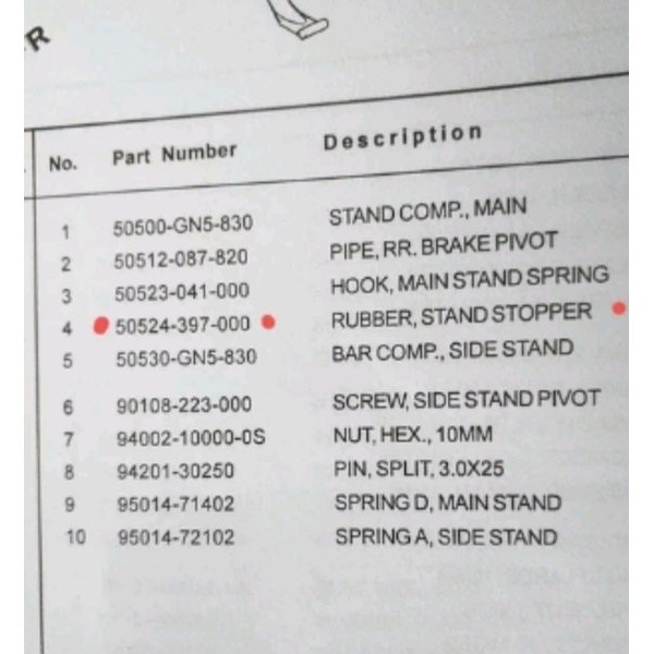 มาตรฐานกลางยาง Stoper กลางมาตรฐานยาง Honda Kirana Win Prima Grand C Series Supra Ori Ahm 50524-397-000 ภาพเดิม No.4 หายาก