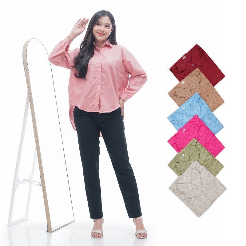 KEMEJA เสื้อ Rika ใหม่ล่าสุด เสื้อเชิ้ตผ้าลินิน Oversize