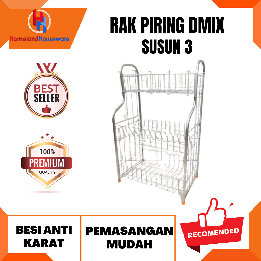 DMIX 3-TIER DISH RACK/SMALL 3-TIER DISH RACK/SMALL 3-TIER IRON DISH RACK