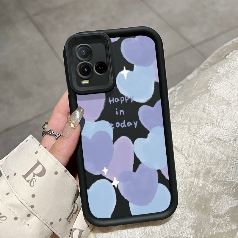 เคส HP VIVO Y21 Y21s Y21T Y21E Y21A Y21G Y33T Y33s เคสโทรศัพท์ลายรักแฟชั่นสองสีพร้อมเลนส์ป้องกันโทรศ