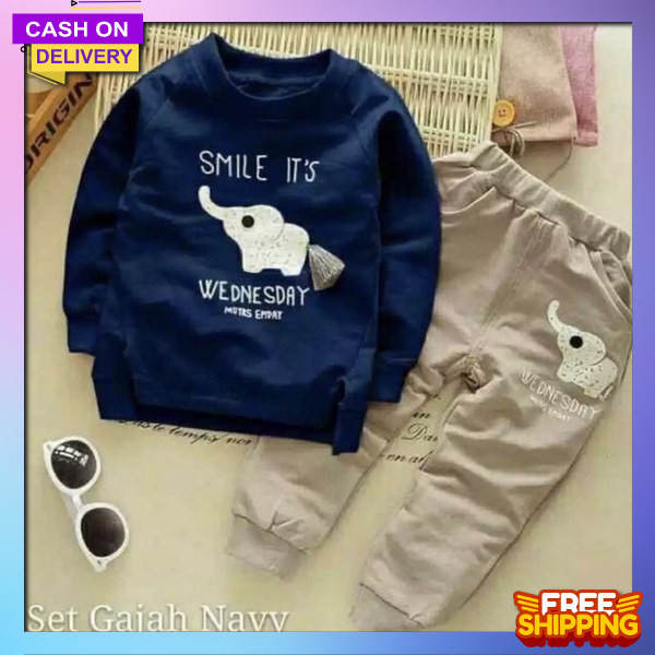 ชุดเดียว เสื้อและกางเกงก้น กาบา เด็กชาย ชุดอินเทรนด์สําหรับเด็ก ชุดลําลอง ชุดเด็กทันสมัย หนึ่งชุด ล่