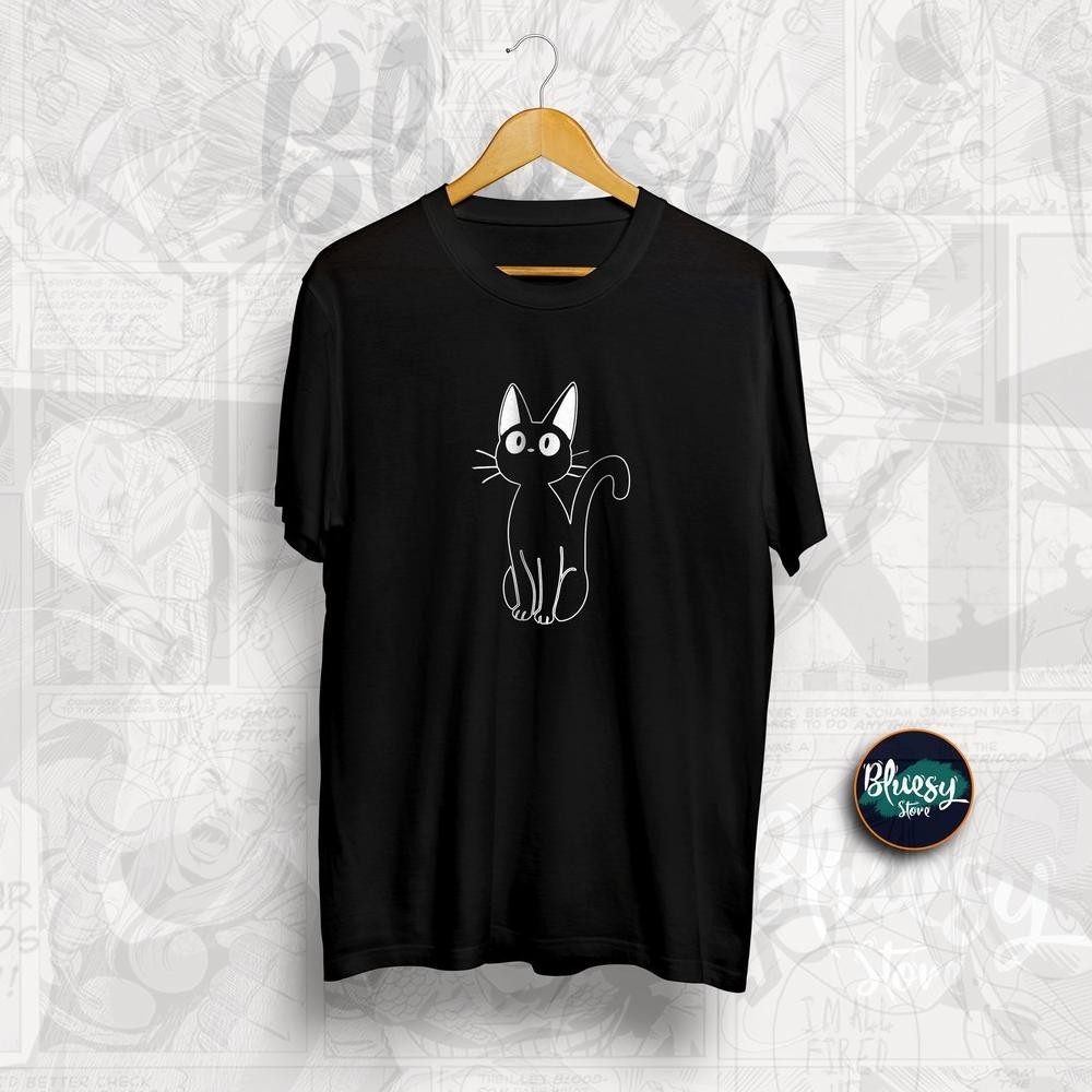 เสื้อยืดอนิเมะ Ghibli Kiki บริการจัดส่ง Cat Jiji Ghibli Cat เสื้อยืด