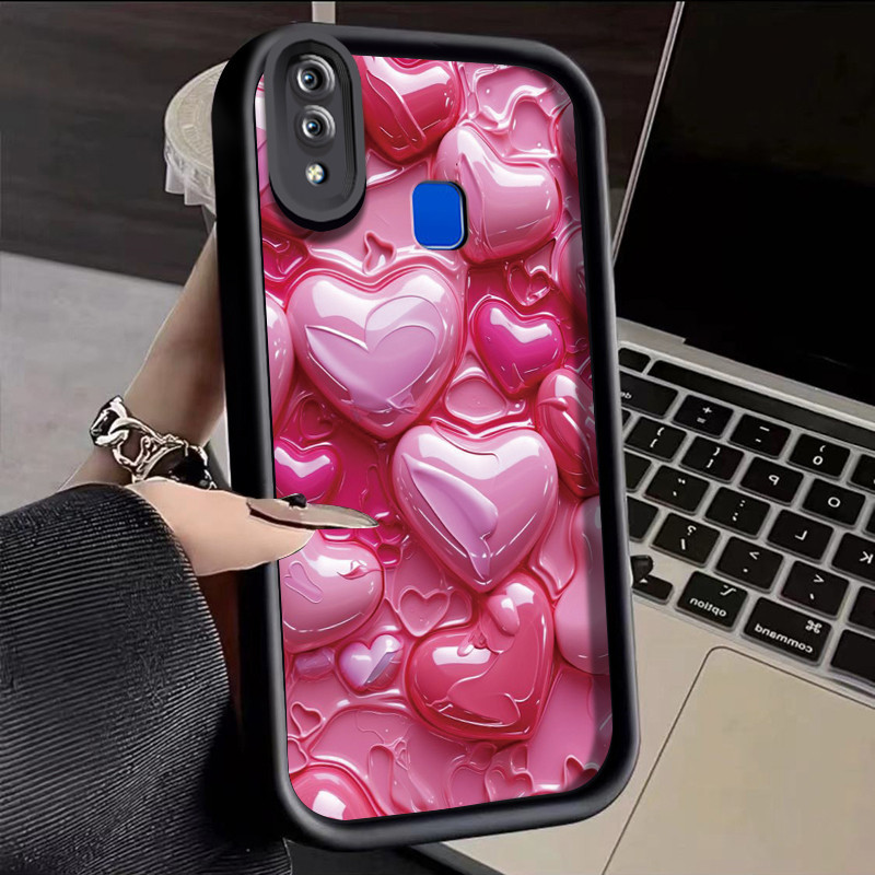 VIVO Y95 Y93 Y93s Y91 Y91i Y91C Y90 Y1s Y81 Y81i Y81s Y83 กรณี HP Cesing Softcase 3D หัวใจ motif sup